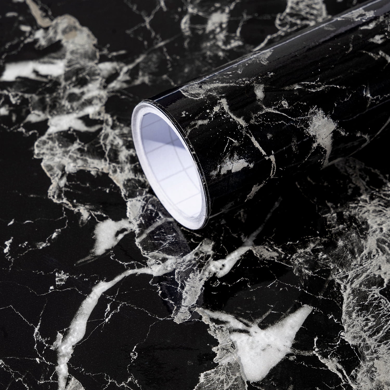 Arthome 23.6"x120" Black Marble Contact Paper, Self Adhesive Wallpaper,Peel and Stick Black Paper Removable Decorative Film for Desk,Kitchen,Countertop,Cabinet,Shelf Liner,Waterproof Vinyl sticker