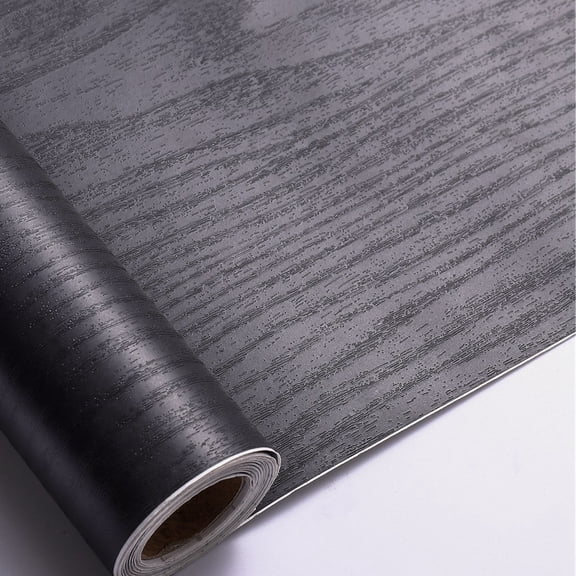 Arthome 23.6''x200'' Black Wood Contact Paper Peel and Stick Self-Adhesive Wallpaper,Decorative Vinyl Film for Countertop Cabinets Furniture Surface and Wall Coverling,Easy to Clean Removable
