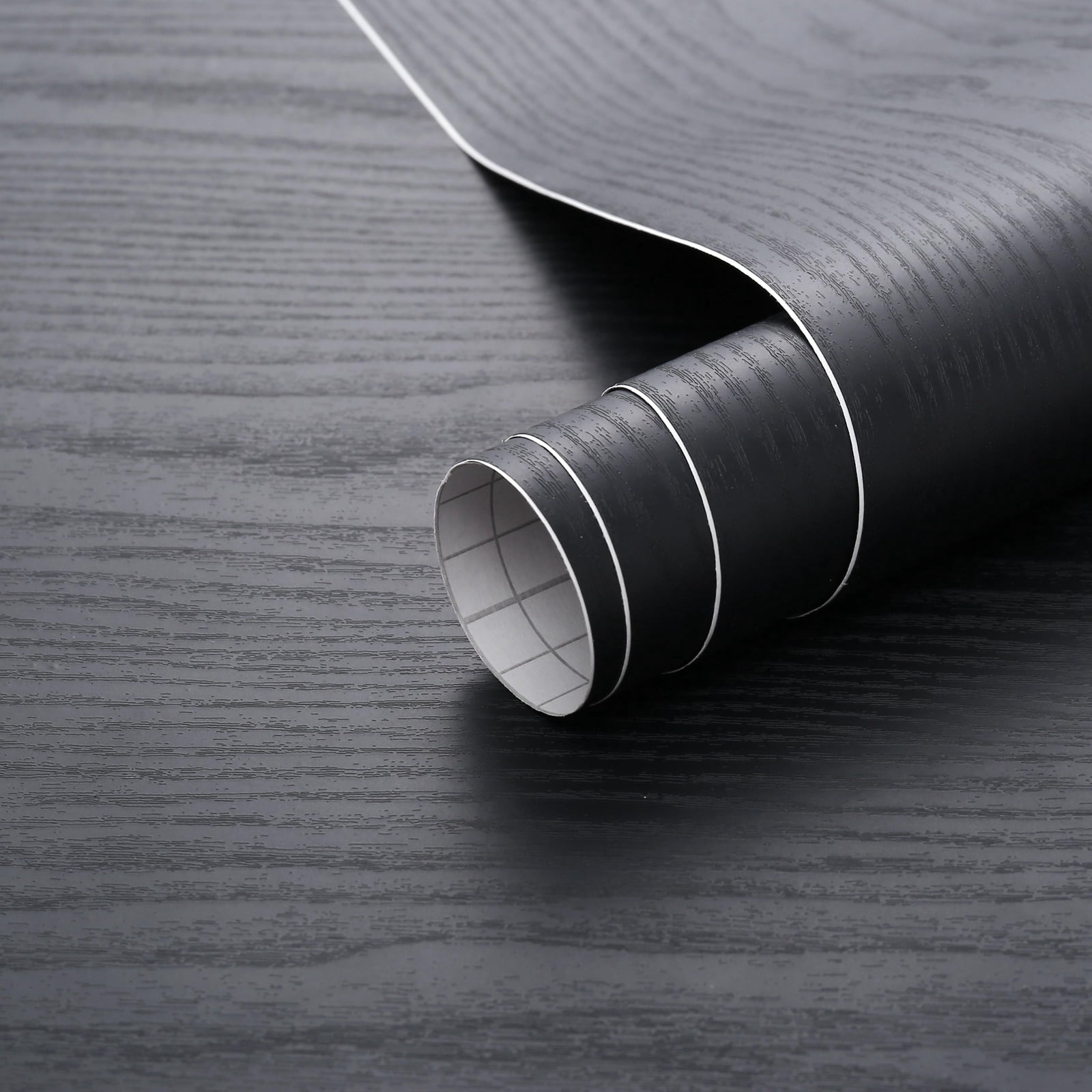 Arthome Black Wood Paper, 17"x 393" Self Adhesive Wallpaper Waterproof Gloss PVC Vinyl, Oil Proof,Black Wood Vinyl Paper for Furniture Cover Surface,Countertop,Kitchen,Shelf Liner