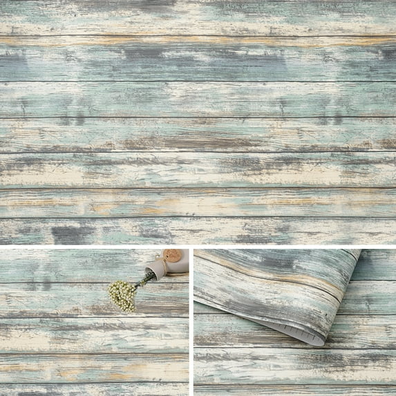Arthome Blue-1, Rustic Wood Peel & Stick Wallpaper 17''x120''