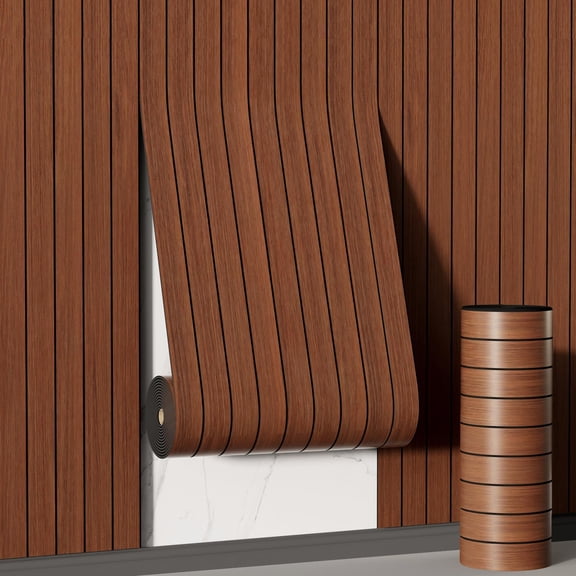 Arthome Peel and Stick Slat Wall Panels 15.7 "x120,Self-Adhesive PVC Wood Grain Wallpaper Panel,3D Thick Faux Soundproof Backsplash Accent Wall Tile for Walls & Furniture (Walnut Coverage 13 Sq.ft)