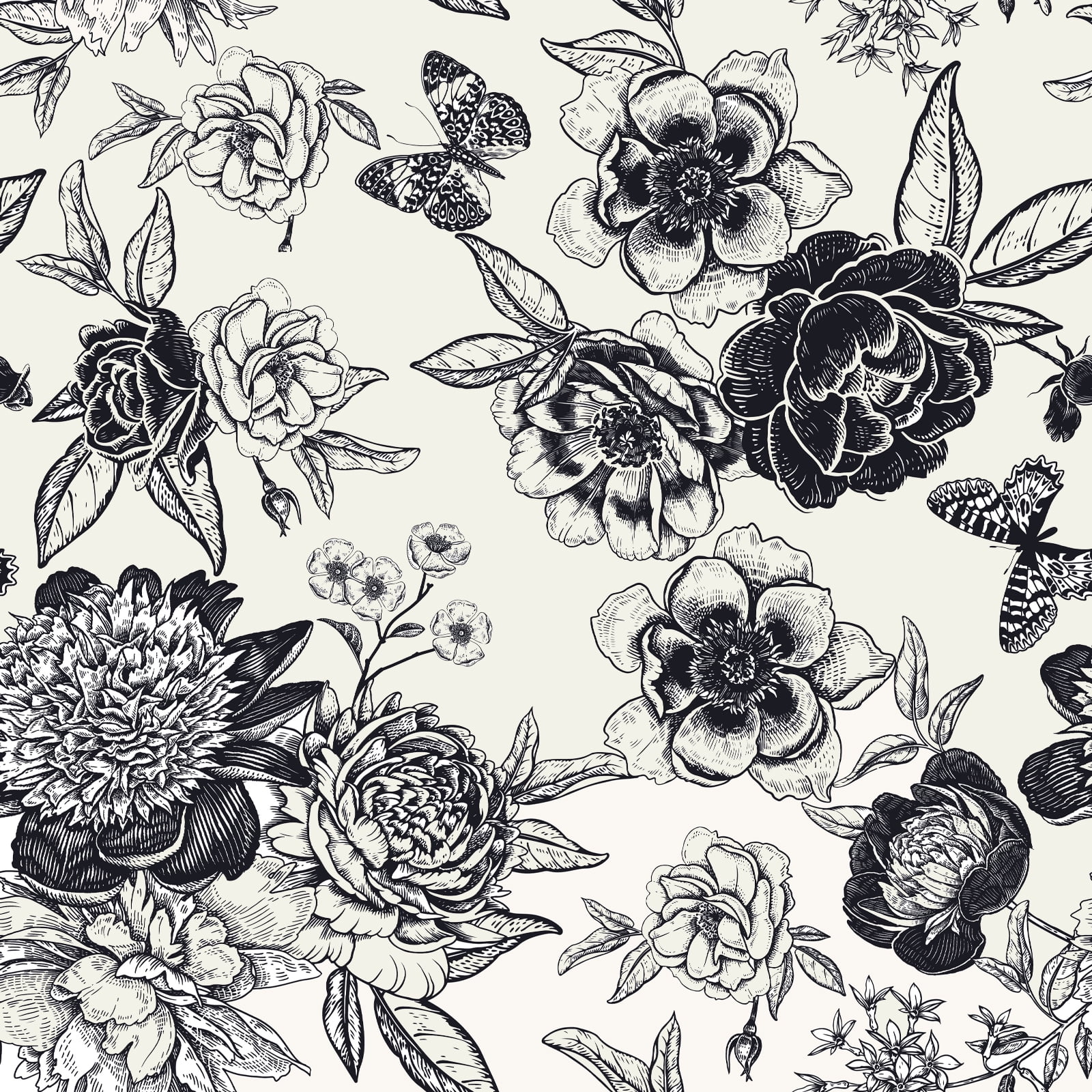 Arthome Peel and Stick Wallpaper 17"×120"Self Adhesive Floral Contact Paper Black Rose Vintage Vinyl Wall Paper Removable Decorative Film for Room and Furniture Decoration