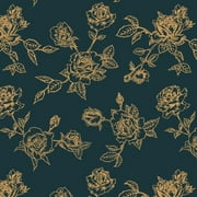 Arthome Peel and Stick Wallpaper，17"×393" Self Adhesive Floral Contact Paper Blue Gold Flower Vintage Vinyl Wall Paper Removable Decorative Film for Room and Furniture Decoration