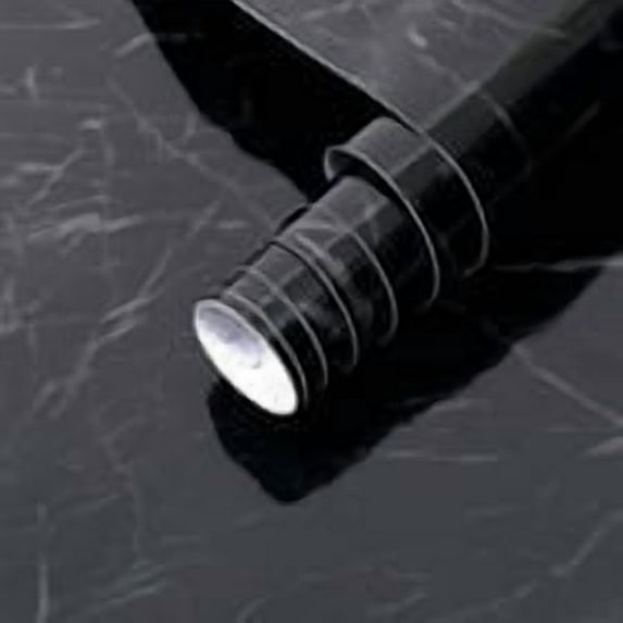 Arthome Peel and Stick Wallpaper, Marble Contact Paper, Self Adhesive, Easy to Clean, Vinyl Film for Furniture Countertop, Distressed Plank Grain Vintage Wall Covering (Black Marble, 17x393 Inches)