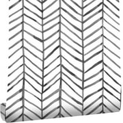 Arthome Black & White, Stripe Peel and Stick Self-Adhesive Wallpaper 17"x120"
