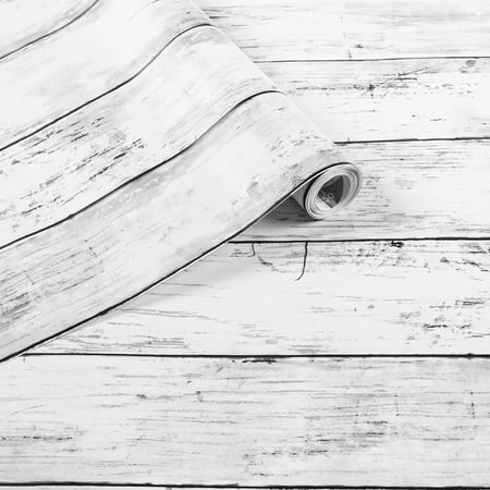 Arthome Wood Contact Paper White, Self-Adhesive and Removable Decorative Wallpaper 17''x120''