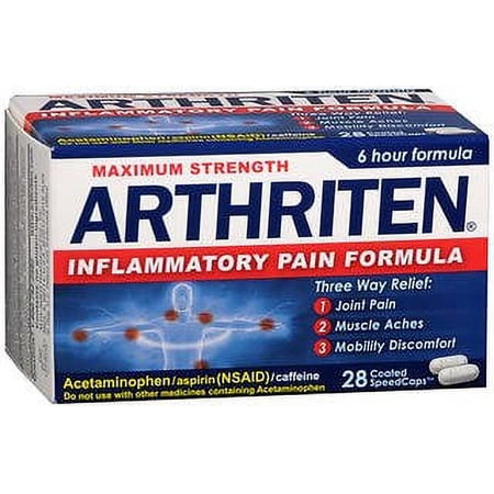 Arthriten Maximum Strength Inflammatory Pain Formula -28 Coated SpeedCaps (Pack of 3)