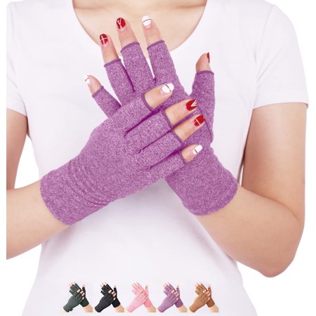 Arthritis Compression Gloves Relieve Pain from Rheumatoid, RSI,Carpal Tunnel, Hand Gloves Fingerless for Computer Typing and Dailywork, Support for Hands and Joints (S, Purple)