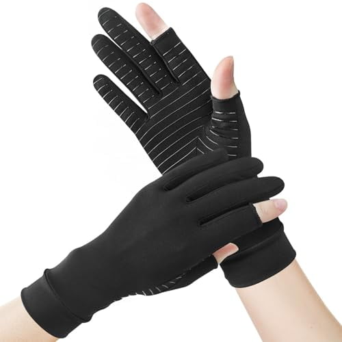 Arthritis Gloves,Copper Infused Compression Gloves,Copper Gloves Fingerless for Women Men for Arthritis Pain Relief,Swelling,Rheumatoid,Typing,Hand Support (1 Pair,Medium)