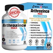 Arthrozince Max Extra Strength Joint Support Capsules, Glucosamine, Chondroitin MSM Boswellia & Turmeric, 60 Ct