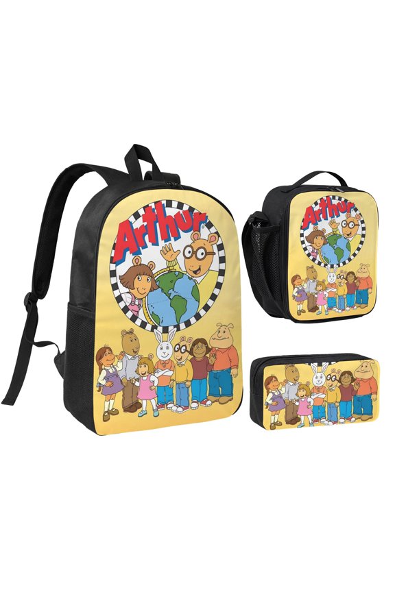 Arthur 3 Piece Backpack Set With Lunch Bag Pencil Case , High Capacity Bookbag With Lunch Box Pen Box Workplace Travel