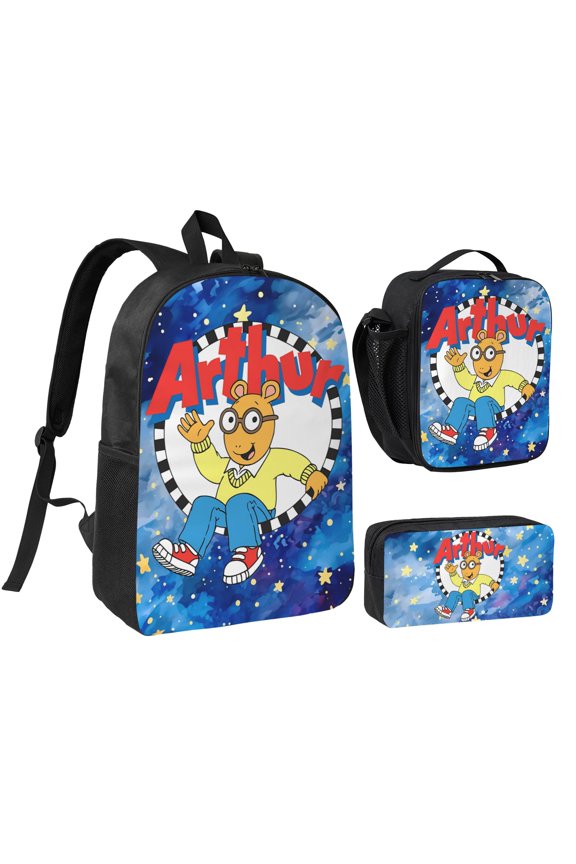 Arthur 3 Piece Backpack Set With Lunch Bag Pencil Case , High Capacity Bookbag With Lunch Box Pen Box Workplace Travel