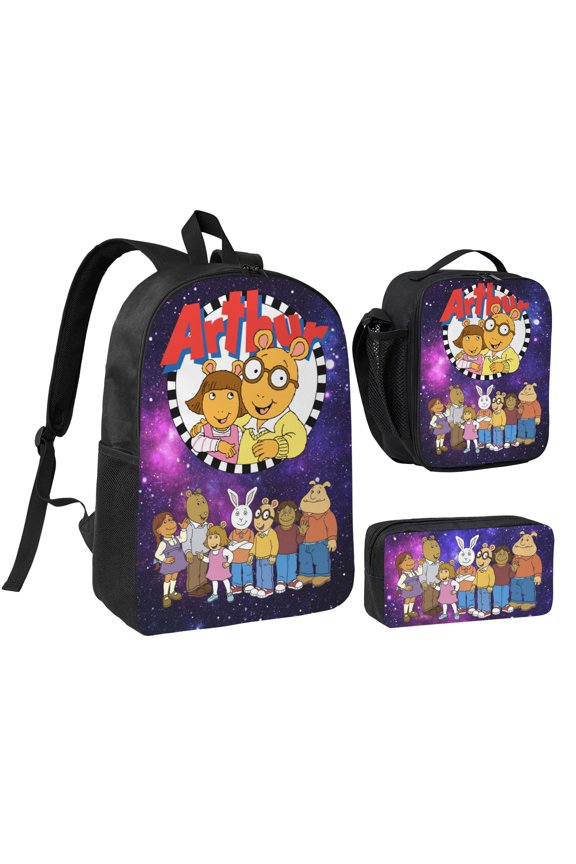 Arthur 3 Piece Backpack Set With Lunch Bag Pencil Case , High Capacity Bookbag With Lunch Box Pen Box Workplace Travel