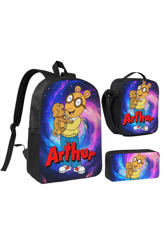 Arthur 3 Piece Backpack Set With Lunch Bag Pencil Case , High Capacity Bookbag With Lunch Box Pen Box Workplace Travel