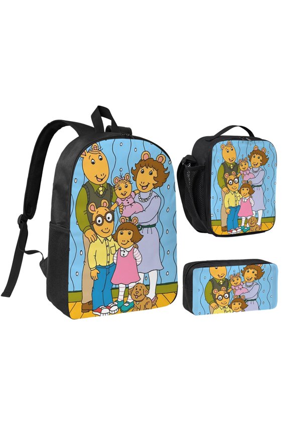 Arthur 3 Piece Backpack Set With Lunch Bag Pencil Case , High Capacity Bookbag With Lunch Box Pen Box Workplace Travel