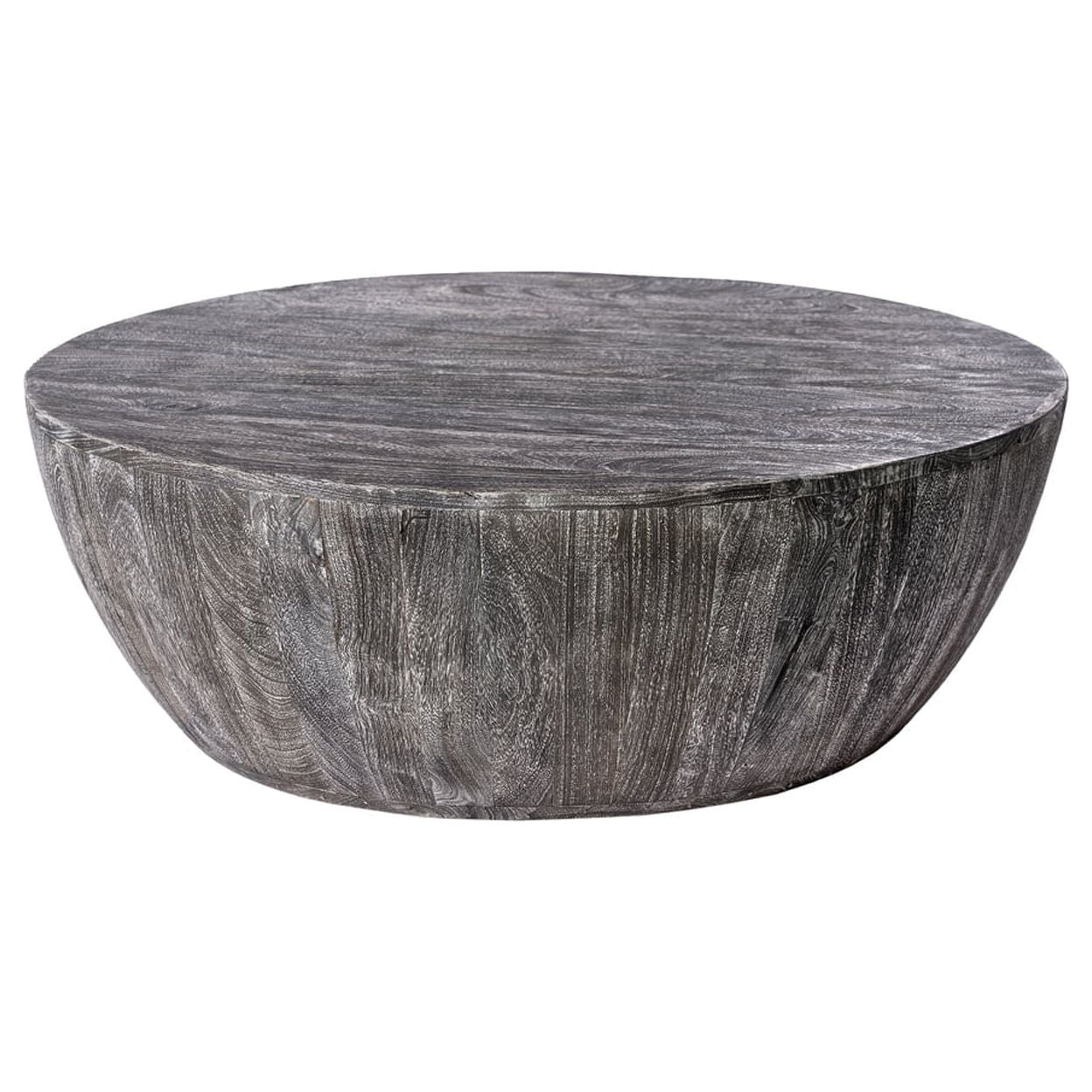 Arthur 36" Sandblasted Black Mango Wood Round Coffee Table