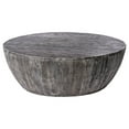 thumbnail image 1 of 36" Handcrafted Mango Wood Coffee Table Round Drum Shape Sandblasted Black, 1 of 7