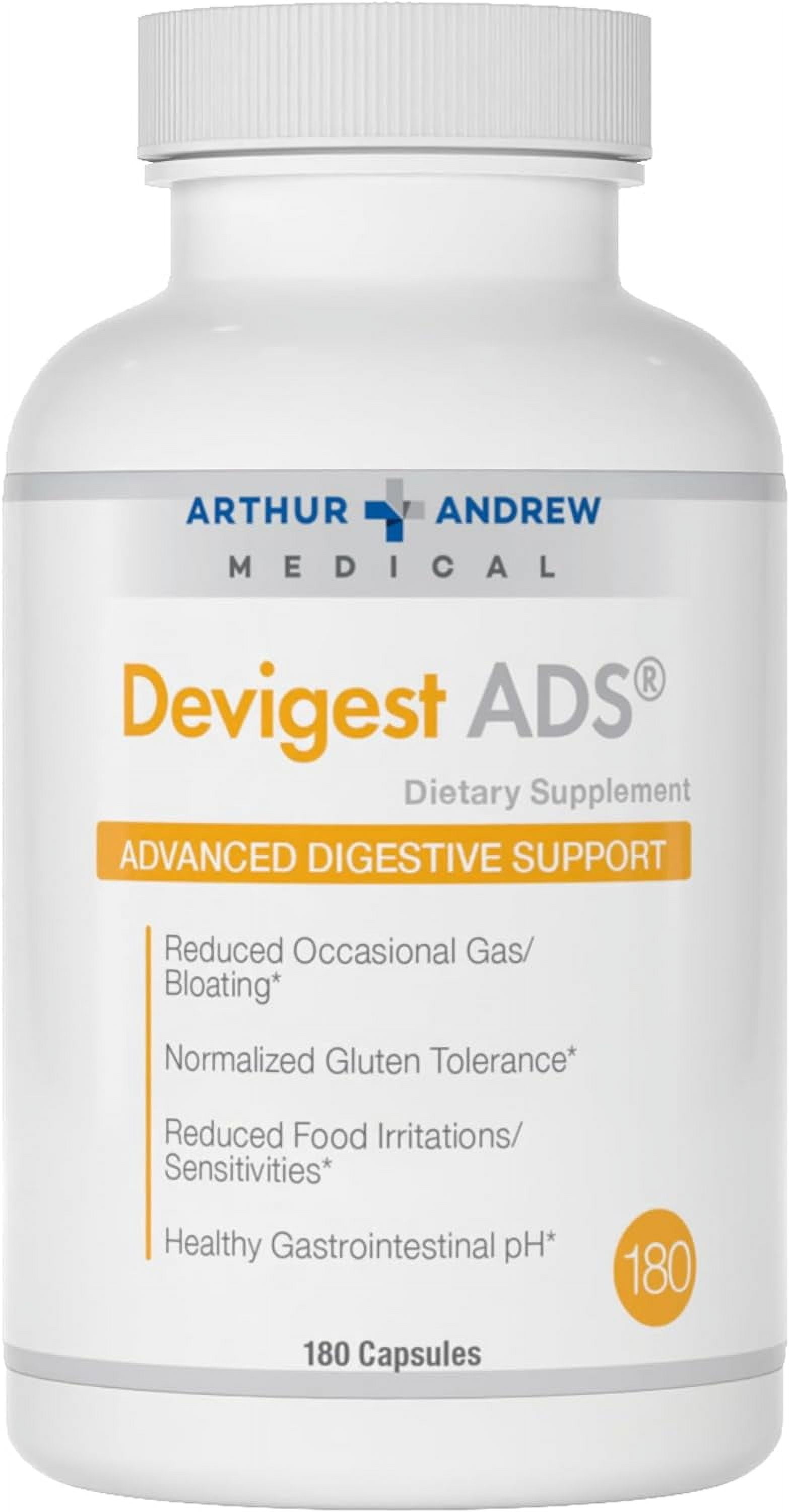 Arthur Andrew Medical, Devigest ADS, Advanced Digestive Support, Relief for Lactose Intolerance and Casein Sensitivities, Vegan, Non-GMO, 180 Capsules