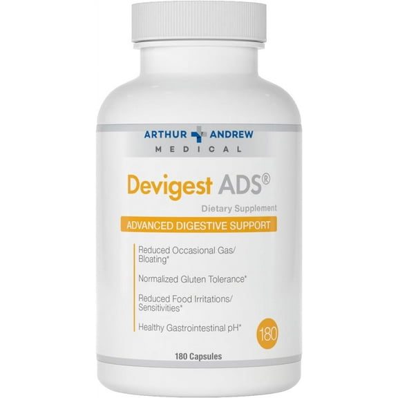 Arthur Andrew Medical, Devigest ADS, Advanced Digestive Support, Relief for Lactose Intolerance and Casein Sensitivities, Vegan, Non-GMO, 180 Capsules