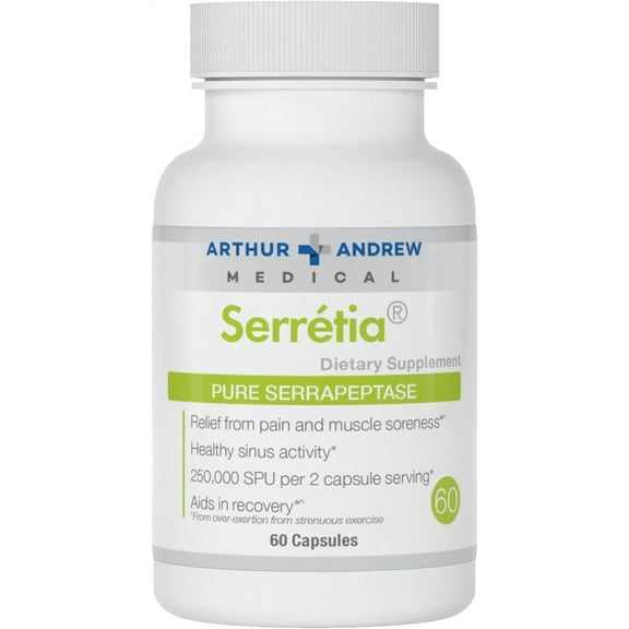 Arthur Andrew Medical, Serretia, Serrapeptase Formula for Muscle and Sinus Support, 60 Capsules