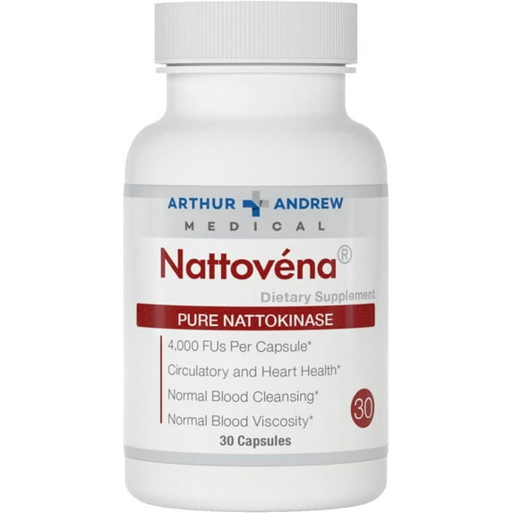 Arthur Andrew Medical, Nattovena, Pure Nattokinase Supplement, Double Strength 4,000 FUs per Capsule, 30
