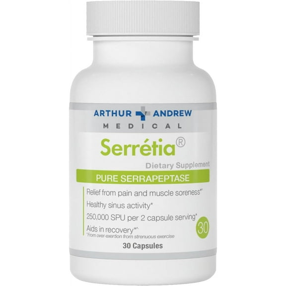 Arthur Andrew Medical, Serretia, Serrapeptase Formula for Muscle and Sinus Support, 30 Capsules