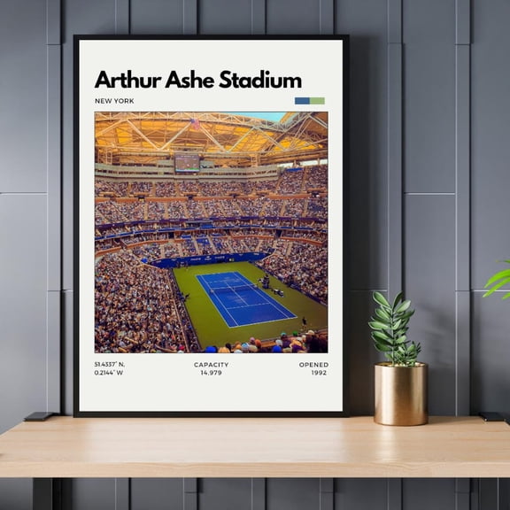 Arthur Ashe Stadium Print - US Open Tennis, New York, Unframed Canvas Size 12x18