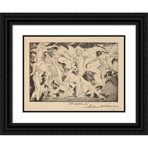 Arthur Bowen Davies 14x11 Black Ornate Wood Framed Double Matted Museum Art Print Titled: By the Caliban (1919-1920)