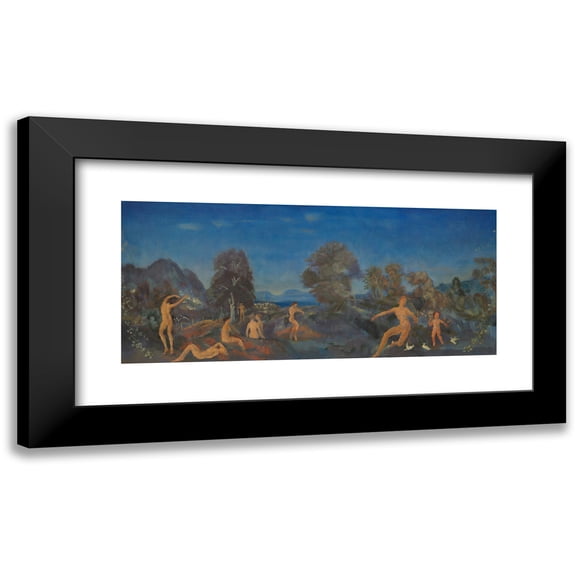 Arthur Bowen Davies 14x8 Black Modern Framed Museum Art Print Titled - Hermes and the Infant Dionysus (1900-1915)
