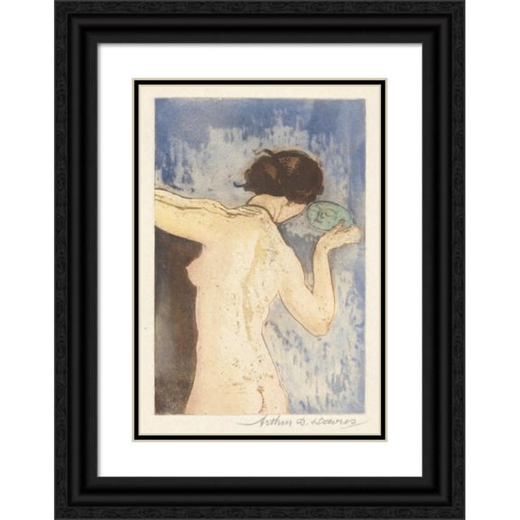 Arthur Bowen Davies 18x24 Black Ornate Framed Double Matted Museum Art Print Titled: Antique Mirror (1923-24)