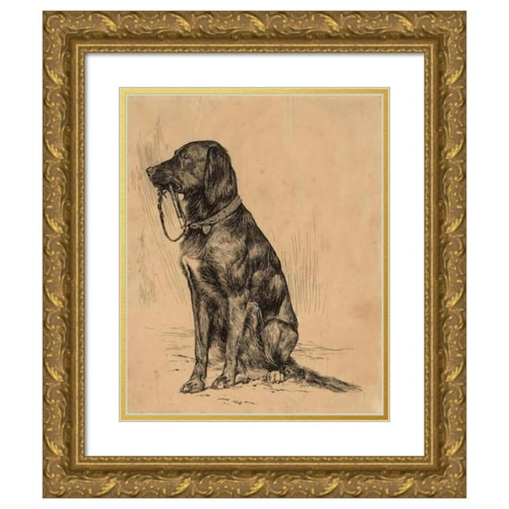 Arthur Bowen Davies 20x24 Gold Ornate Framed and Double Matted Museum Art Print Titled - Aldrich's Dog (Late 1880s)