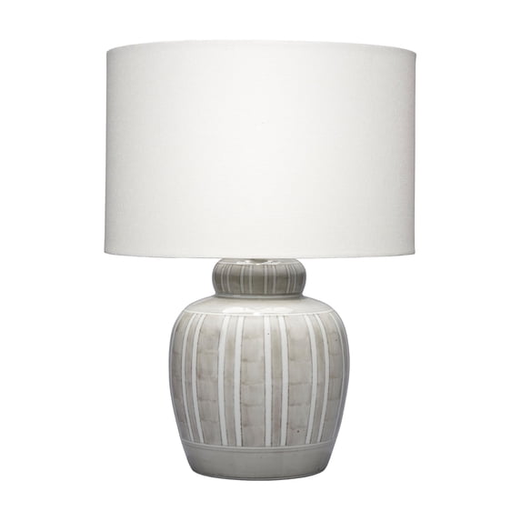 J&D Designs Arthur Ceramic Table Lamp with Linen Shade Grey