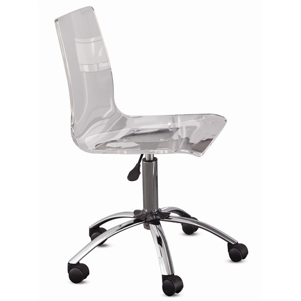 Contemporary Clear Acrylic 24" Swivel Desk Chair with Chrome Base
