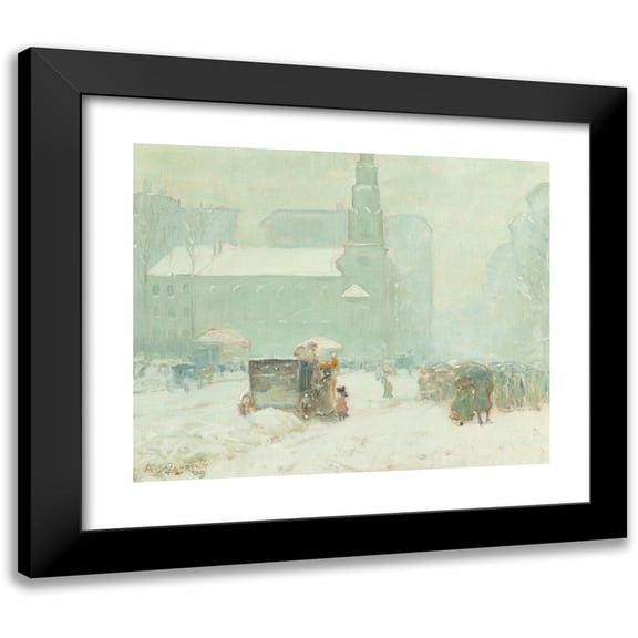 Arthur Clifton Goodwin 14x12 Black Modern Framed Museum Art Print Titled - Park Street, Boston (1909)