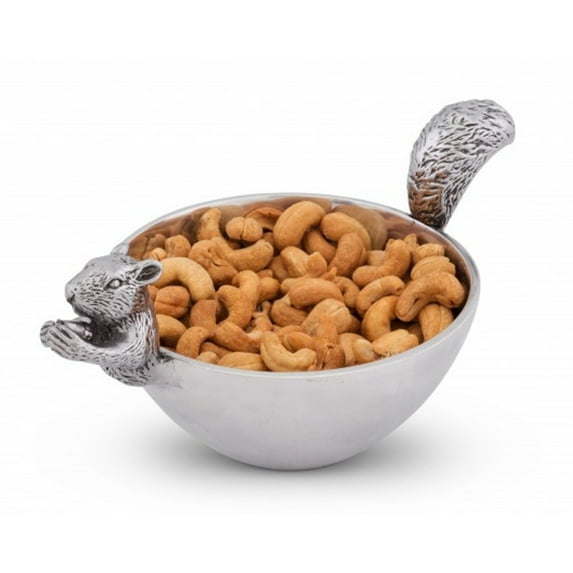 Arthur Court Squirrel Head and Bushy Tail Nut Bowl Polished Aluminum 8.5 Inches