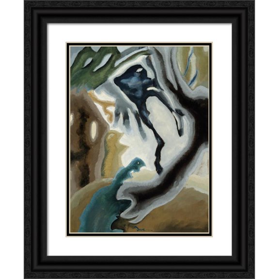 Arthur Dove 11x14 Black Ornate Wood Framed Double Matted Museum Art Print Titled: Barnyard Fantasy (1935)