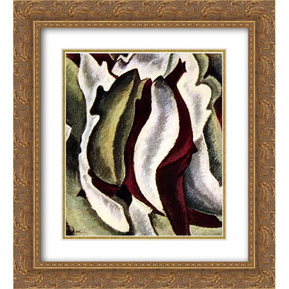 Arthur Dove 2x Matted 20x24 Gold Ornate Framed Art Print 'Based on Leaf Forms and Spaces'