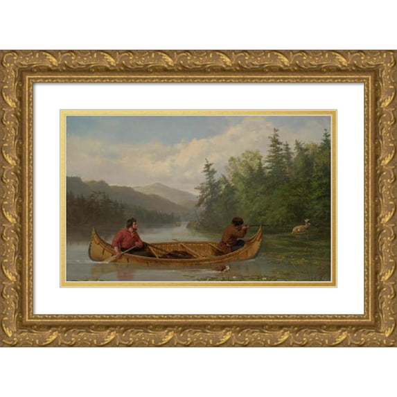 Arthur Fitzwilliam Tait 18x13 Gold Ornate Wood Frame and Double Matted Museum Art Print Titled - A Good Chance (1862)