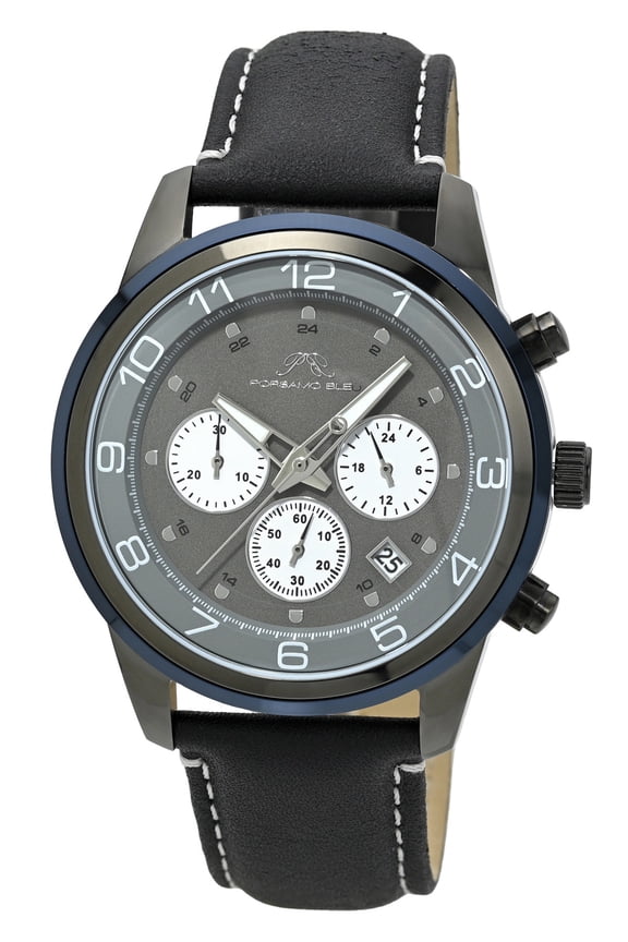 Arthur Genuine Leather Gunmetal and Black Men's Chronograph Watch 1093BARL