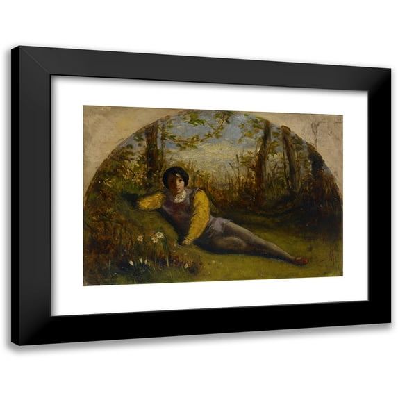 Arthur Hughes 18x14 Black Modern Framed Museum Art Print Titled - The Young Poet - Oil Study (1849)