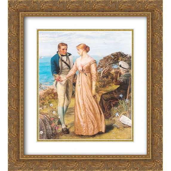 Arthur Hughes 2x Matted 20x22 Gold Ornate Framed Art Print 'The Sailing Signal Gun'