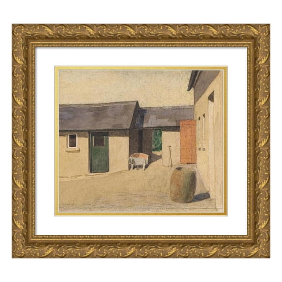 Arthur Joseph Gaskin 23x20 Gold Ornate Framed and Double Matted Museum Art Print Titled - The Courtyard, Cartron, Connemara (1923)