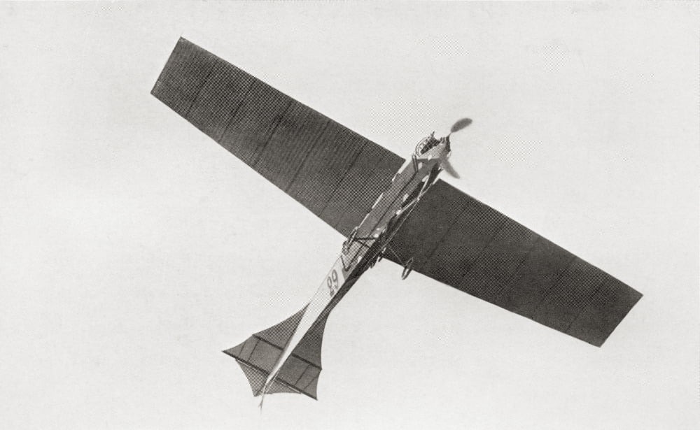 Arthur Lathams Monoplane In The Air In 1909 Arthur Charles Hubert Latham 1883 Canvas Art - Ken Welsh Design Pics (36 x 22)