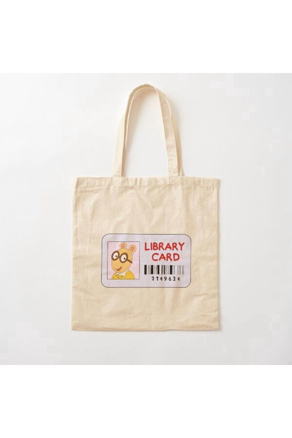 Arthur Library Card Version 2 Canvas Tote Bags, Reusable Shopping Bag