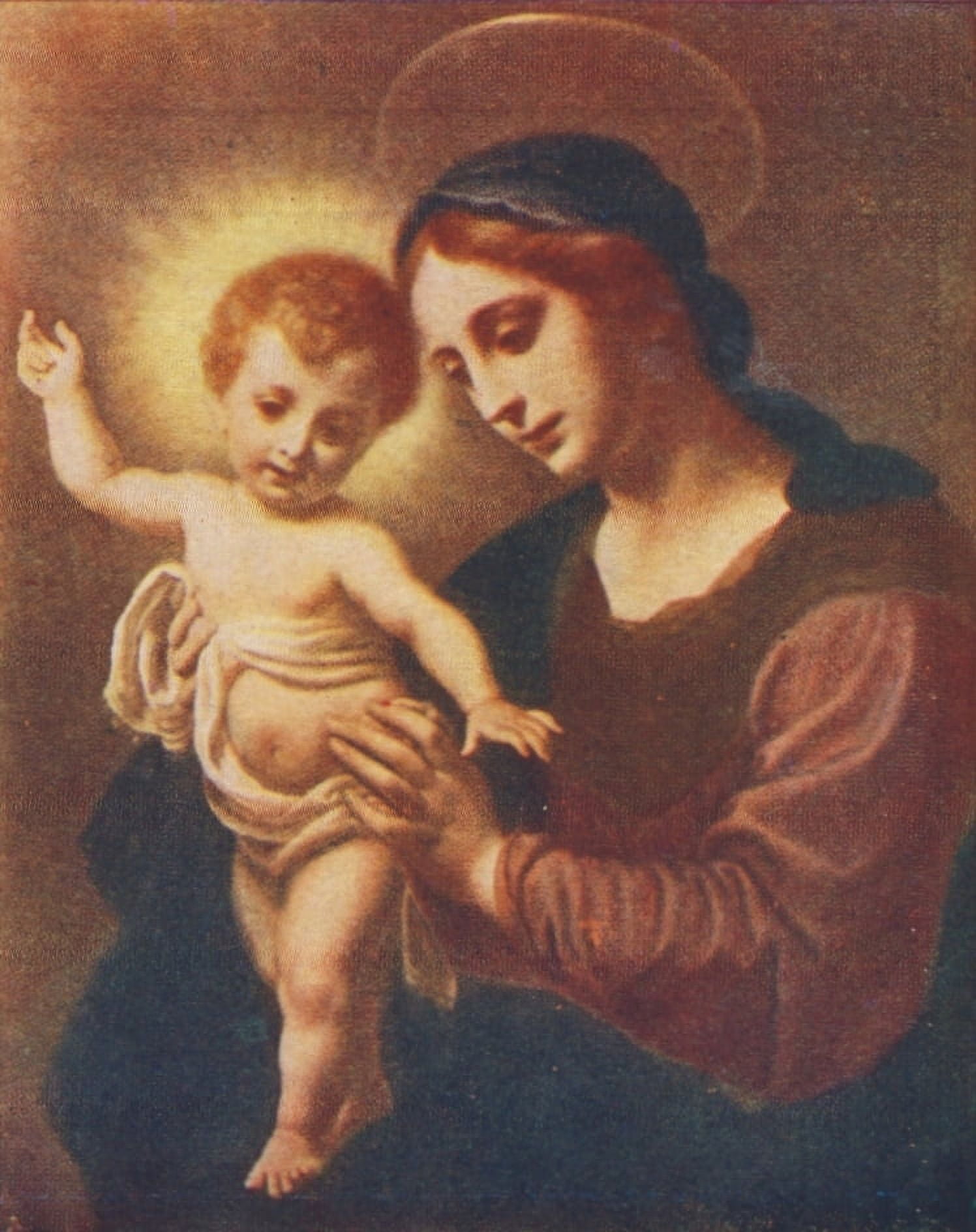 Arthur Mees Childrens Enc 1930s Mother & Child Canvas Art - Carlo Dolci (18 x 24)