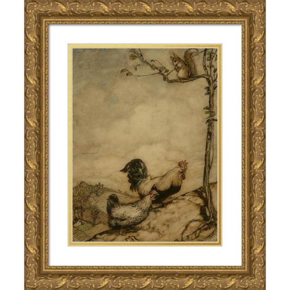 Arthur Rackham 11x14 Gold Ornate Wood Frame and Double Matted Museum Art Print Titled - The Adventure of Chanticleer and Partlet (1909)