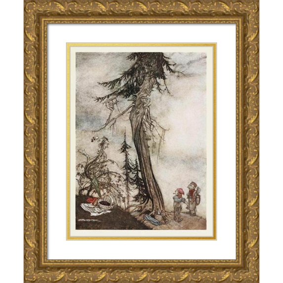 Arthur Rackham 11x14 Gold Ornate Wood Frame and Double Matted Museum Art Print Titled - The Fir-Tree and the Bramble (1912)