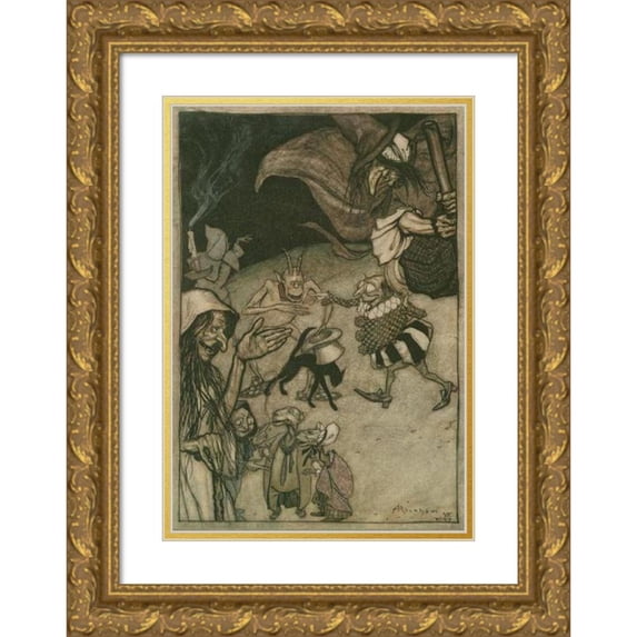 Arthur Rackham 13x18 Gold Ornate Wood Frame and Double Matted Museum Art Print Titled - Witches and Warlocks, Ghosts, Goblins and Ghouls (1911)