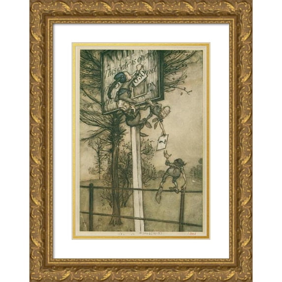 Arthur Rackham 14x18 Gold Ornate Wood Frame and Double Matted Museum Art Print Titled - These Tricky Fairies Sometimes Change the Board on a Ball Night (1913)