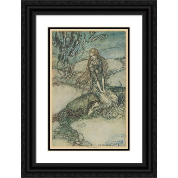 Arthur Rackham 17x24 Black Ornate Framed Double Matted Museum Art Print Titled: He Could See Undine Beneath the Crystal Vault (1911)